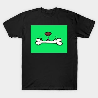 Dog Mouth With Bone Face Mask (Green) T-Shirt